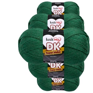 Pachet de 5x100g fire acrilice Knit Me DK – fir moale pentru tricotat și croșetat, ideal pentru eșarfe, căciuli, pături, pulovere și amigurumi, 1500 m, verde smarald