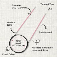 KnitPro Zing Fix Körkötőtű 100 cm - 2,00 mm - Alumínium Kötőtű Kézimunkához 3