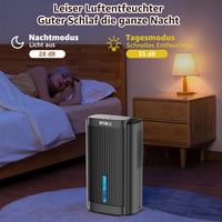 Dezumidificator electric KNKA cu rezervor de 2,5 L, silențios, mod de noapte, prevenirea mucegaiului, pentru dulap, baie, dormitor, negru 6