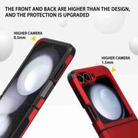 Kryt Knoowcase pre Samsung Z Flip 6, červený, s ochranou pántu, nárazuvzdorným silikónovým rámom, matným pevným PC krytom, odolný proti poškriabaniu 2