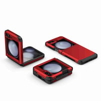 Kryt Knoowcase pre Samsung Z Flip 6, červený, s ochranou pántu, nárazuvzdorným silikónovým rámom, matným pevným PC krytom, odolný proti poškriabaniu 3