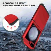 Kryt Knoowcase pre Samsung Z Flip 6, červený, s ochranou pántu, nárazuvzdorným silikónovým rámom, matným pevným PC krytom, odolný proti poškriabaniu 6