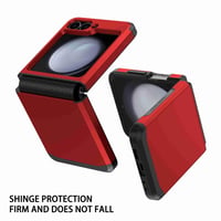 Kryt Knoowcase pre Samsung Z Flip 6, červený, s ochranou pántu, nárazuvzdorným silikónovým rámom, matným pevným PC krytom, odolný proti poškriabaniu 4