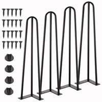 Picioare de masă tip Hairpin Knpwer 45 cm, 4 buc. Picioare metalice negre pentru mobilier, picioare cu 3 tije pentru măsuță de cafea DIY, set de picioare de masă reglabile, rezistente la sarcini grele 1