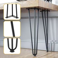 Picioare de masă tip Hairpin Knpwer 45 cm, 4 buc. Picioare metalice negre pentru mobilier, picioare cu 3 tije pentru măsuță de cafea DIY, set de picioare de masă reglabile, rezistente la sarcini grele 6