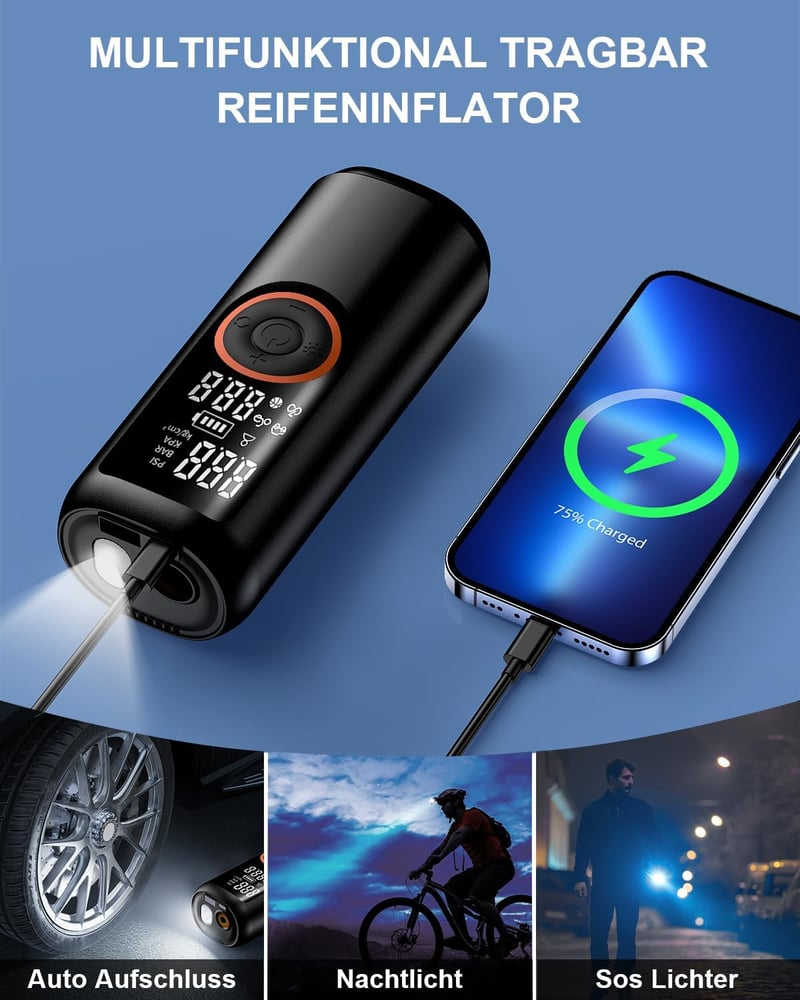 Koala Global 150 PSI elektromos légpumpa LCD kijelzővel és LED lámpával