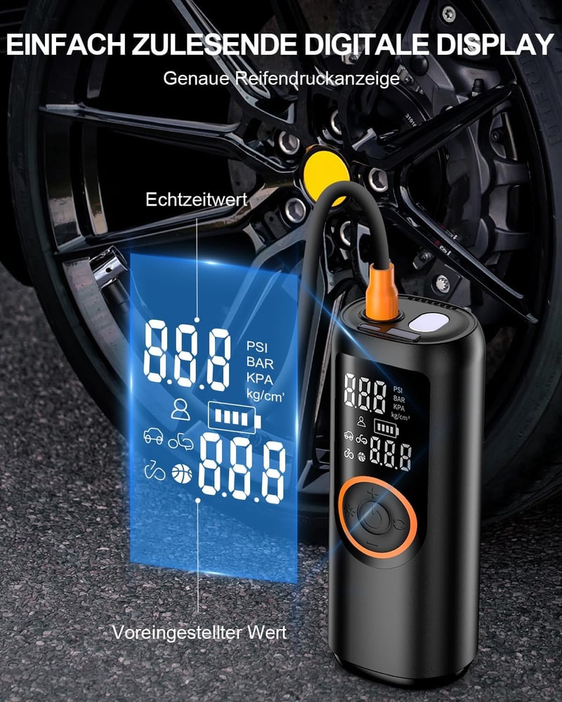 Koala Global 150 PSI elektromos légpumpa LCD kijelzővel és LED lámpával