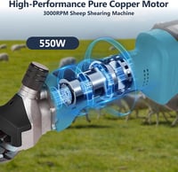 Foarfecă electrică de tuns oi Kocusu compatibilă cu acumulator Makita 18V, 550W, 3000 rpm, cu 2 lame, în cutie de plastic, fără acumulator, pentru oi, alpaca și capre 5
