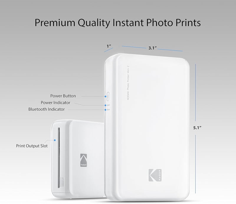 Kodak Mini 2 HD Vezeték Nélküli Mobil Fotónyomtató - 4Pass Technológiával, iOS és Android Kompatibilis, Fekete