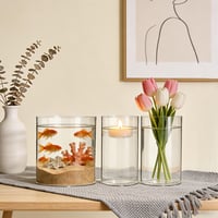 Koelaa set od 3 prozirne akrilne vaze za cvijeće, cilindrične plastične vaze za dekoraciju stola, za vjenčanja, 10x20, 12x20, 20x20 cm 5