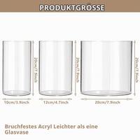 Koelaa set od 3 prozirne akrilne vaze za cvijeće, cilindrične plastične vaze za dekoraciju stola, za vjenčanja, 10x20, 12x20, 20x20 cm 7