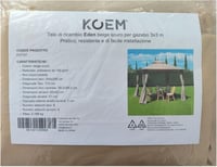 KOEM Csereponyvás Pavilon Tetőhöz 3x3m Sötét Bézs Poliészter 180g/m² 3