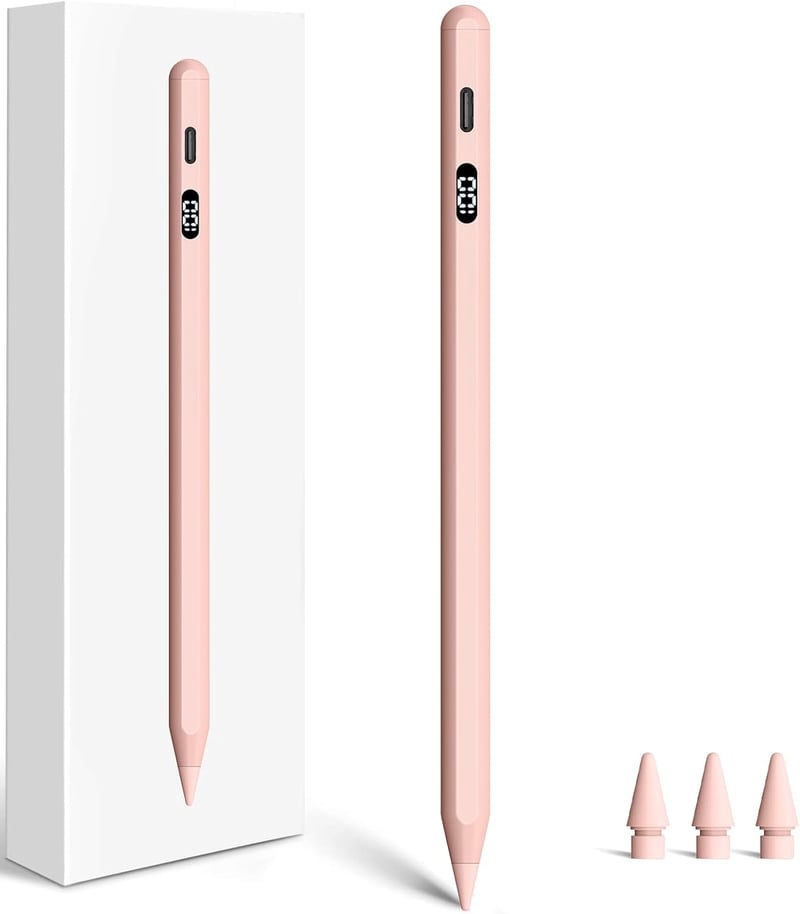 KOKABI 2. Generációs iPad Ceruza LED Kijelzővel - Érintőtoll USB-C Töltéssel, Tenyértámogatással, iPad Pro, Air, Mini Kompatibilis Stylus