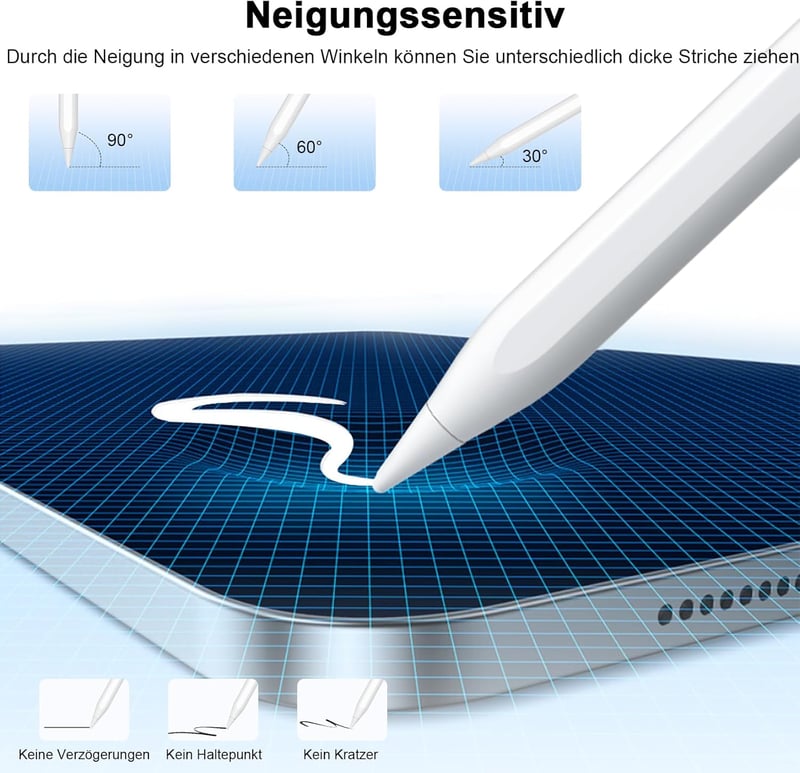KOKABI Digitális Ceruza iPad-hez LED Kijelzővel - USB-C Töltés, Tenyérérzékelés, Dőlésérzékelés - iPad 6-10, iPad Pro, Air, Mini Kompatibili