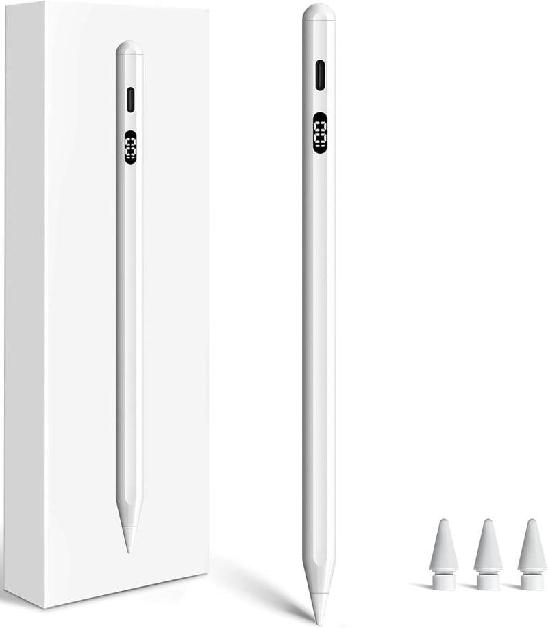 KOKABI Digitális Ceruza iPad-hez LED Kijelzővel - USB-C Töltés, Tenyérérzékelés, Dőlésérzékelés - iPad 6-10, iPad Pro, Air, Mini Kompatibili