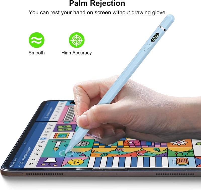 KOKABI iPad Ceruza - USB-C Töltésű Digitális Toll Tenyérérzékelővel és Dőlésérzékenységgel iPad 6-10, Pro 11"/12.9", Air 3/4/5, Mini 5/6 Mod