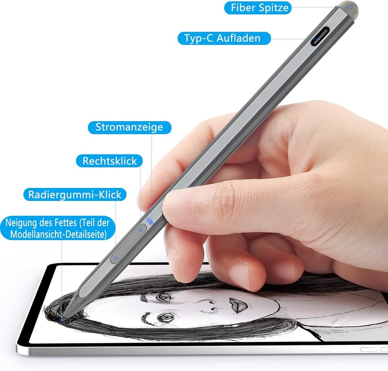 KOKABI Stylus Toll Microsoft Surface Eszközökhöz - 4096 Nyomásérzékenység, Dőlésfelismerés, Tenyértámogatás, Mágneses - Pro/Go/Book/Laptop/S