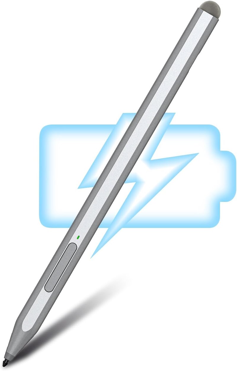 KOKABI Stylus Toll Microsoft Surface Készülékekhez - 1024 Nyomásérzékenységi Szint, Radír Funkcióval, Dupla Mágnessel, Pro 3-9/X, Go 3, Ezüs