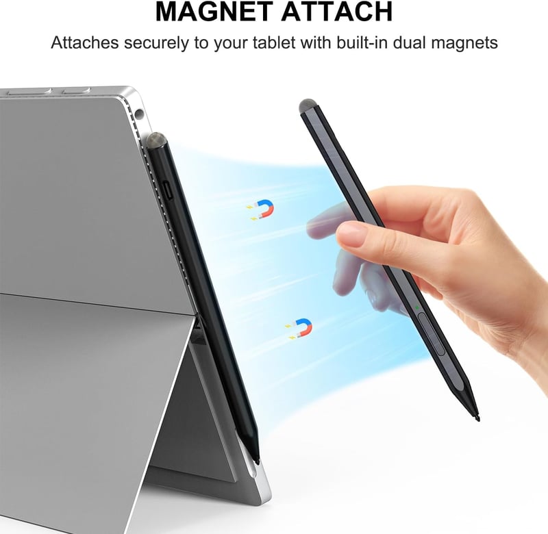 KOKABI Stylus Toll Microsoft Surface Készülékekhez - 1024 Nyomásérzékenységi Szint, Radír Funkcióval, Dupla Mágnessel, USB-C Gyorstöltéssel 