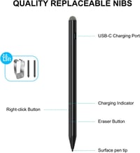 KOKABI Stylus Toll Microsoft Surface Készülékekhez - 1024 Nyomásérzékenységi Szint, Radír Funkcióval, Dupla Mágnessel, USB-C Gyorstöltéssel  6
