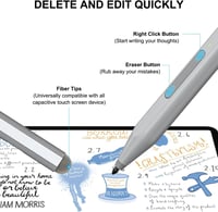 KOKABI Stylus Toll Microsoft Surface Készülékekhez - 1024 Nyomásérzékenységi Szint, Radír Funkcióval, Dupla Mágnessel, Pro 3-9/X, Go 3, Ezüs 3