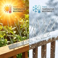 Țepi Antiporumbel KOKMEYA din Oțel Inoxidabil 3 m (12 buc. x 25 cm) - Rezistenți la coroziune, tip 304, cu 24 de șuruburi și 24 de coliere incluse - Pentru balcon, jgheab, acoperiș și balustradă 3