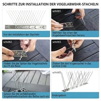 Țepi Antiporumbel KOKMEYA din Oțel Inoxidabil 3 m (12 buc. x 25 cm) - Rezistenți la coroziune, tip 304, cu 24 de șuruburi și 24 de coliere incluse - Pentru balcon, jgheab, acoperiș și balustradă 5
