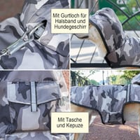 KoKoBin Vízálló Kutyakabát Kapucnival - Fényvisszaverő, Szuperkönnyű, Lélegző Esőkabát Közepes és Nagy Testű Kutyáknak, XXL, Szürke Terepmin 3