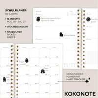 Kokonote Back to Black Fekete A5 Heti Tervező Naptár 2026/2027 – Iskolai Határidőnapló és Feladatkönyv 3