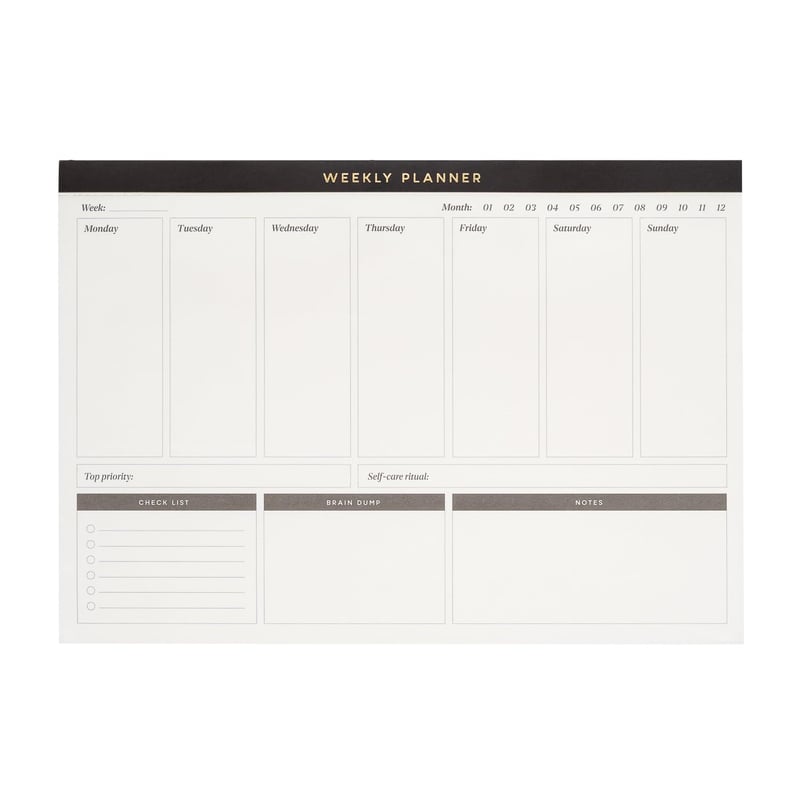 Agendă Săptămânală Kokonote Basic Studio A4 - Planner de Birou Nedatat - Bloc Organizator Săptămânal pentru Birou și Școală