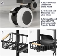 KOLENSA Fém Tárolódoboz Kerekekkel, Stackable Konyhai Szervező Polc, Gyümölcs Zöldség Kocsi 8
