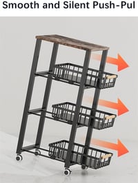 KOLENSA Fém Tárolódoboz Kerekekkel, Stackable Konyhai Szervező Polc, Gyümölcs Zöldség Kocsi 6