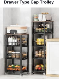 KOLENSA Fém Tárolódoboz Kerekekkel, Stackable Konyhai Szervező Polc, Gyümölcs Zöldség Kocsi 4