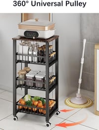 KOLENSA Fém Tárolódoboz Kerekekkel, Stackable Konyhai Szervező Polc, Gyümölcs Zöldség Kocsi 5