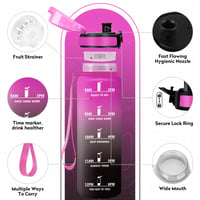 KollyKolla boca za vodu od 500 ml s oznakom vremena i cjedilom, nepropusna, bez BPA, za sport, fitness, biciklizam, ured, školu i aktivnosti na otvorenom 2