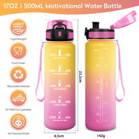 Športová fľaša KollyKolla 500 ml, bez BPA, nepriepustná fľaša na vodu s časovým označením a sitkom, vhodná na fitness, do školy, na bicykel, jogu a kempovanie 5