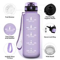 Športová fľaša KollyKolla 1,5 l, vhodná aj na sýtené nápoje, fľaša na vodu s časovou značkou, nepriepustná, na cvičenie, do kancelárie, na bicyklovanie 2