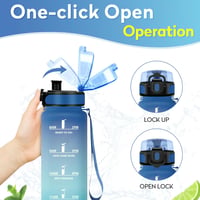 KollyKolla szénezett ivópalack 500ml-1.5L időjelöléssel, szivárgatásmentes sportpalack gyerekeknek és felnőtteknek - 1,000 ml, Blue + Green 3