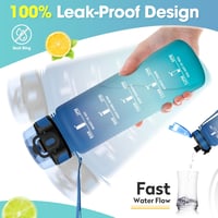 KollyKolla szénezett ivópalack 500ml-1.5L időjelöléssel, szivárgatásmentes sportpalack gyerekeknek és felnőtteknek - 1,000 ml, Blue + Green 4