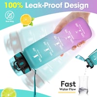 KollyKolla Szódásított Ivópalack 500ml-1.5L Időjelöléssel Gyerekeknek Felnőtteknek - 1,000 ml, Green and Light Pink 4