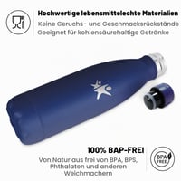 Termoska KollyKolla 500 ml, detská fľaša z nehrdzavejúcej ocele, BPA-free, nepriepustná fľaša na vodu do školy, na šport a do prírody – tmavomodrá 3