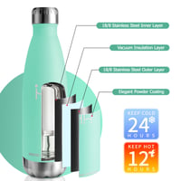 Termoska KollyKolla 750 ml, nerezová oceľ bez BPA, nepriepustná fľaša na vodu, modro-zelená, do školy, na šport, cyklistiku, kempovanie 3