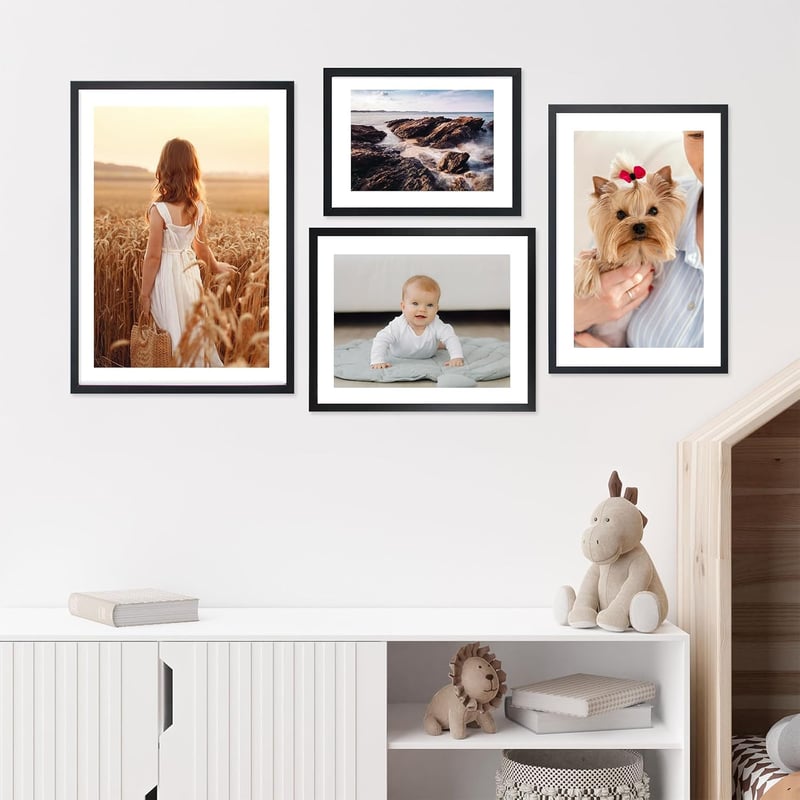Kollyseek 3 darabos képkeret szett 30x40 cm MDF fekete fali és asztali