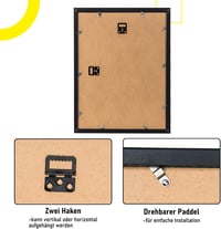 Kollyseek 3 darabos képkeret szett 30x40 cm MDF fekete fali és asztali 4