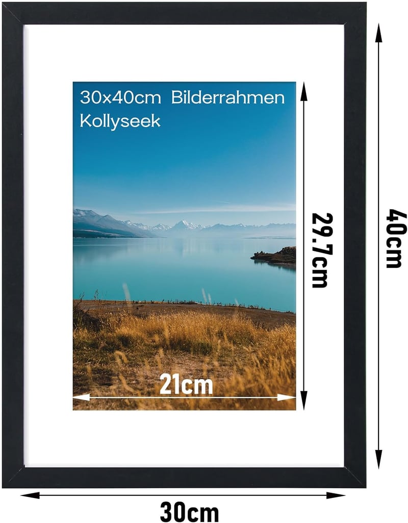 Kollyseek 3 darabos képkeret szett 30x40 cm MDF fekete fali és asztali