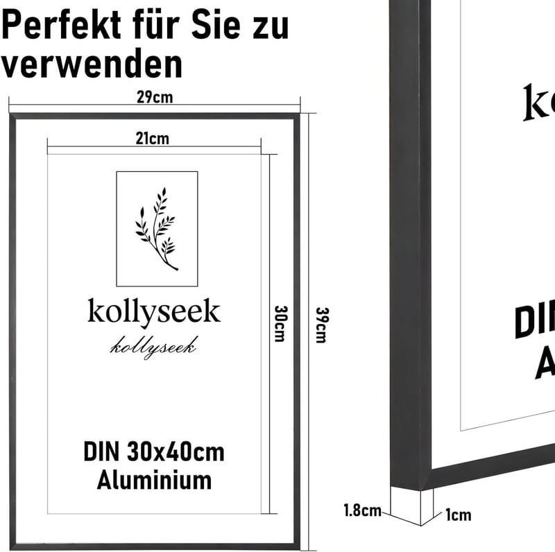 Kollyseek 3 db alumínium képkeret 16x24 hüvelyk fekete plexi üveggel