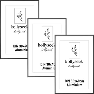 Kollyseek aluminijski okvir za slike 30x40 cm, crni, s paspartuom - 3 kom.