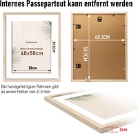 Kollyseek Képkeret 40x50 cm Fenyőfa Paszpartúval Akril Üveggel Törésálló Fali Asztali Fotókeret Lakásdekoráció 3