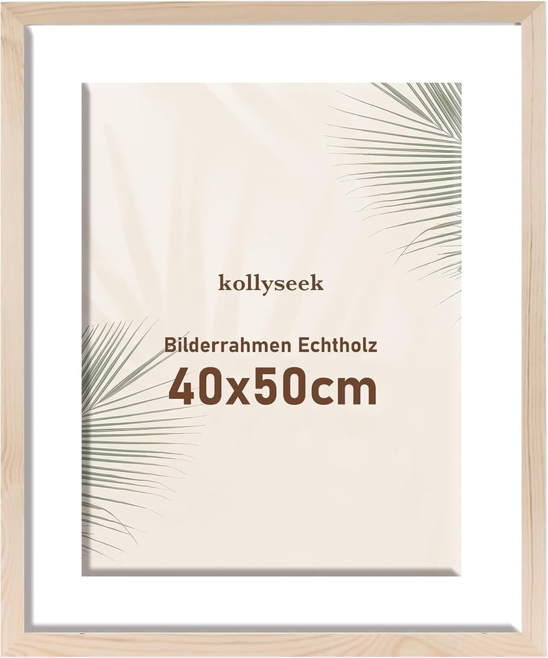 Kollyseek Képkeret 40x50 cm Fenyőfa Paszpartúval Akril Üveggel Törésálló Fali Asztali Fotókeret Lakásdekoráció