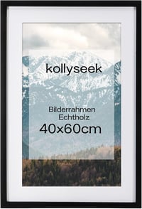Kollyseek Képkeret 40x60 cm Fekete Fenyőfa Kerettel Paszpartúval Törésálló Akril Üveggel Fali Asztali Fotókeret Lakásdekoráció 1